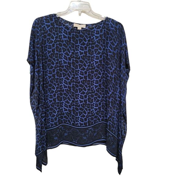 MICHAEL Michael Kors Tops - MICHAEL Michael Kors Blue Animal Print Blouse S/M